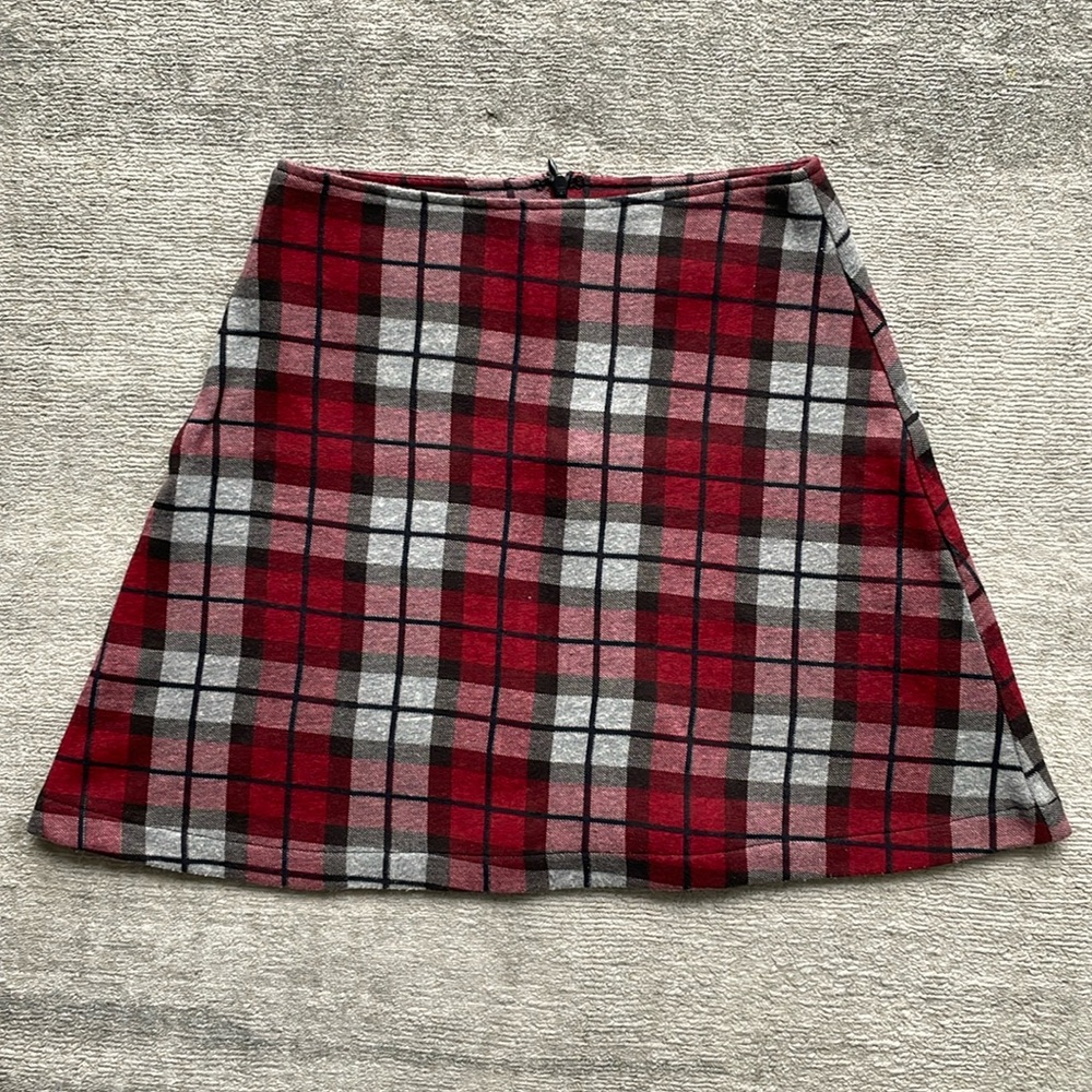Red plaid reformation skirt